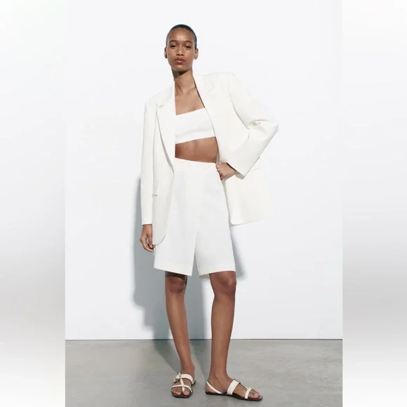 Zara | Shorts | Zara Long Pareo Shorts White Size Xs New